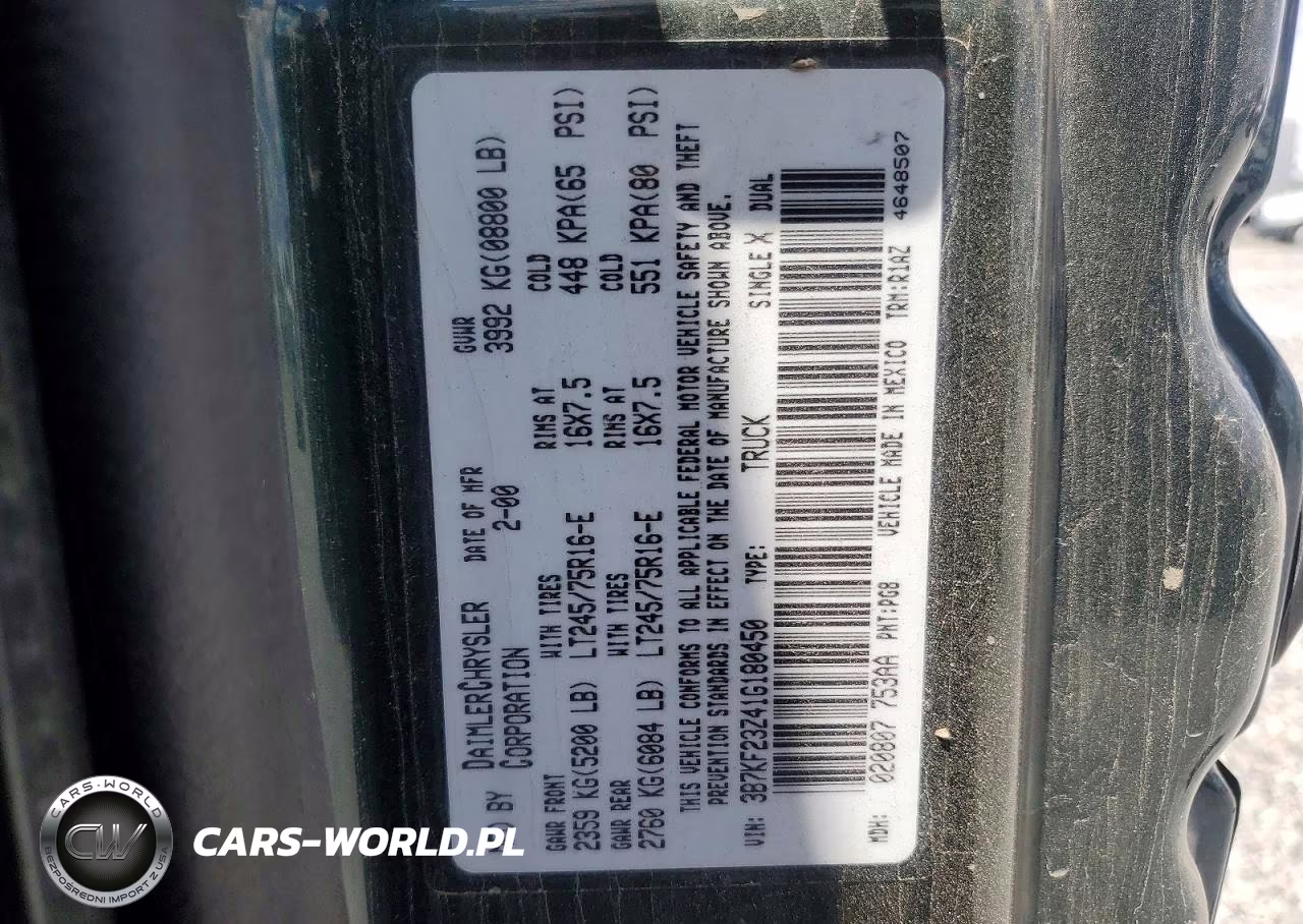 2001 Dodge Ram 2500 VIN:3B7KF23Z41G180450 - 13