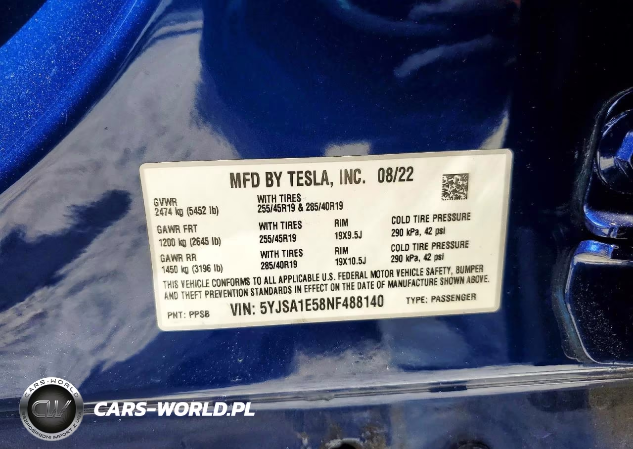 2022 Tesla Model S VIN:5YJSA1E58NF488140 - 13