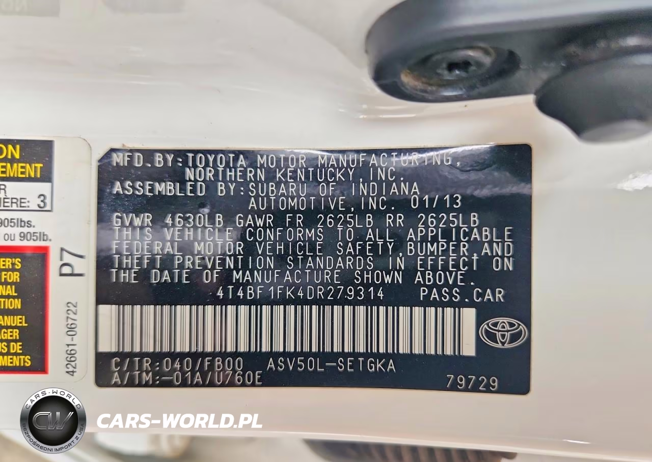 2013 Toyota Camry Xle VIN:4T4BF1FK4DR279314 - 12