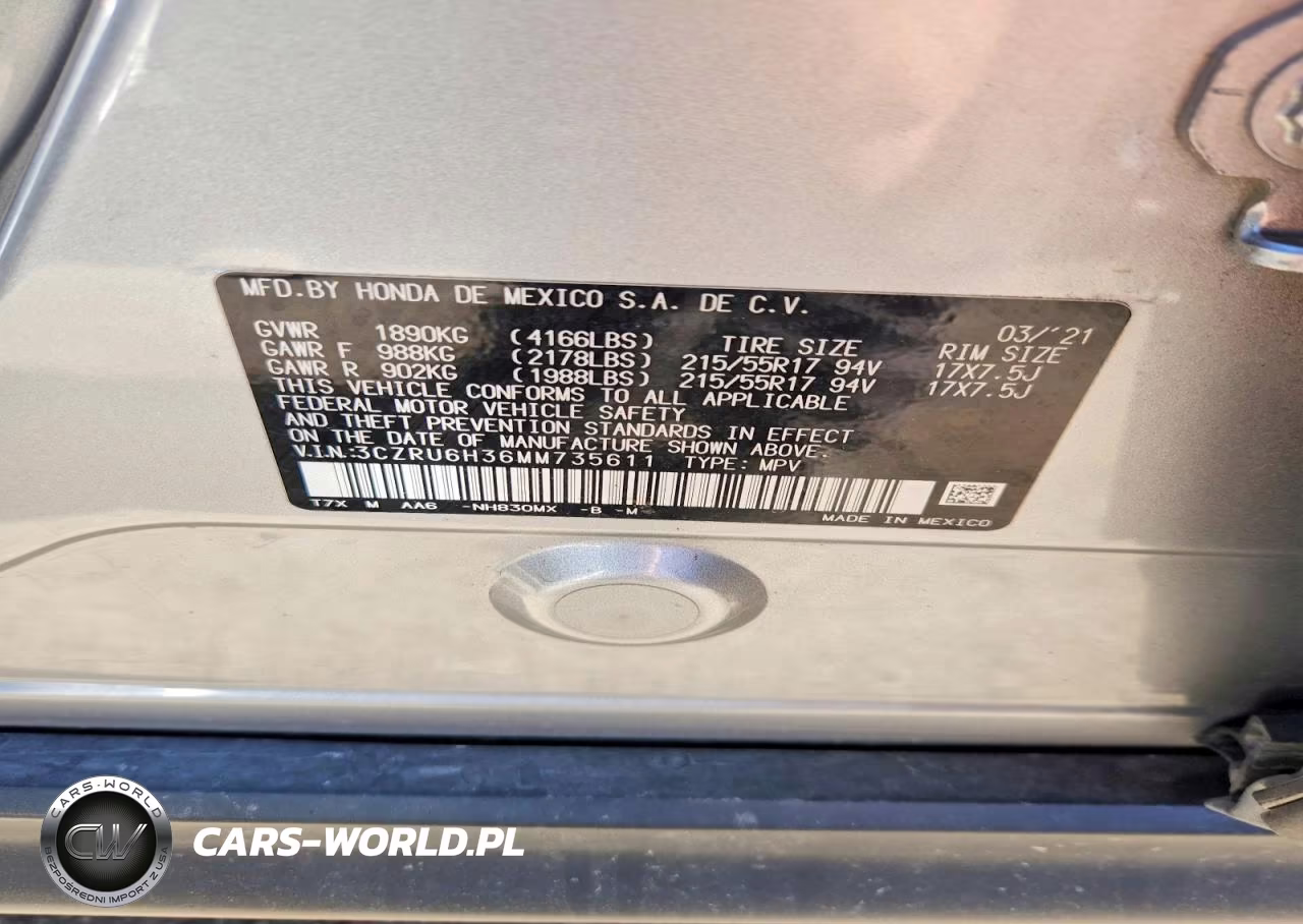 2021 Honda Hr-V Lx VIN:3CZRU6H36MM735611 - 13