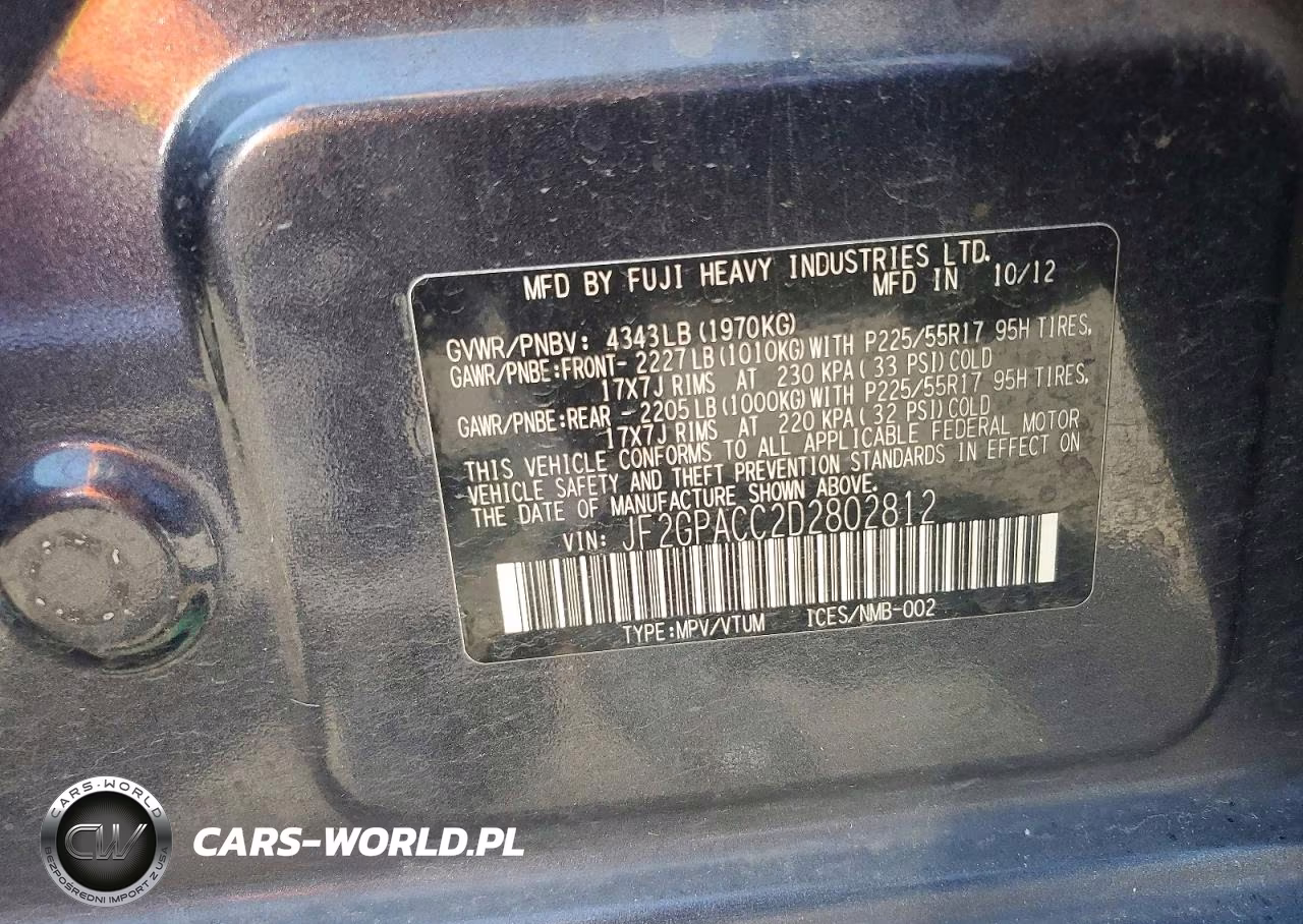 2013 Subaru Crosstrek Limited VIN:JF2GPACC2D2802812 - 12