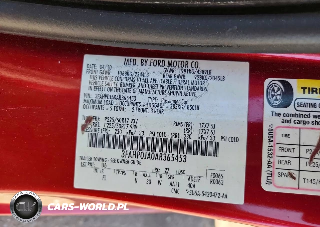 2010 Ford Fusion Sel VIN:3FAHP0JA0AR365453 - 12