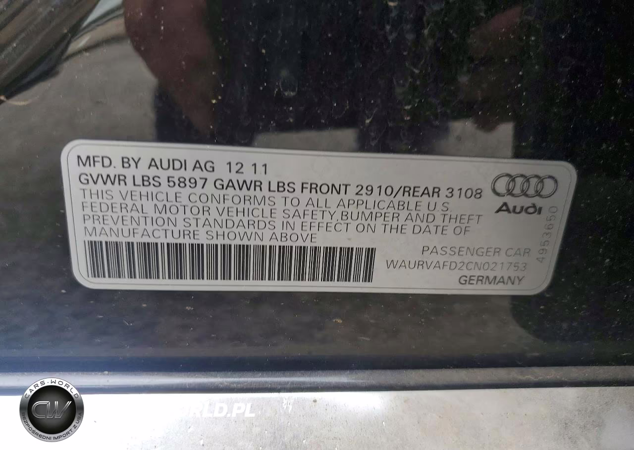 2012 Audi A8 L Quattro VIN:WAURVAFD2CN021753 - 12
