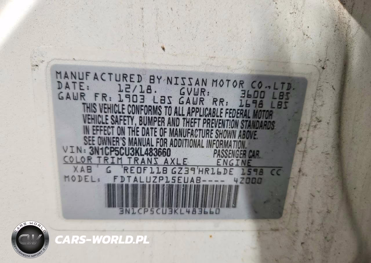 2019 Nissan Kicks S VIN:3N1CP5CU3KL483660 - 12