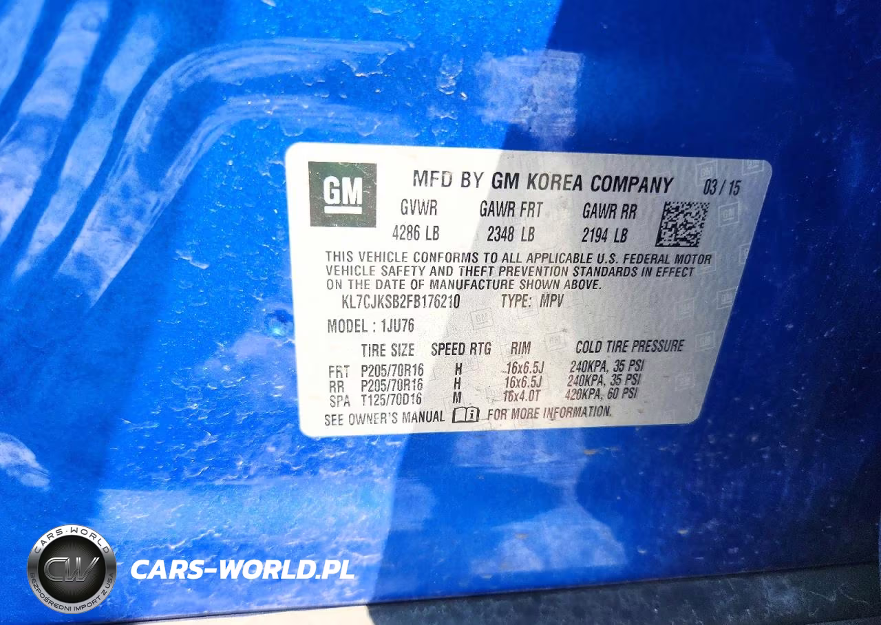 2015 Chevrolet Trax Ls VIN:KL7CJKSB2FB176210 - 12
