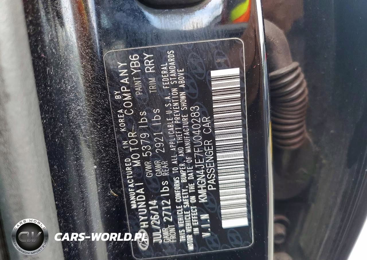 2015 Hyundai Genesis 3.8L VIN:KMHGN4JE7FU040283 - 12