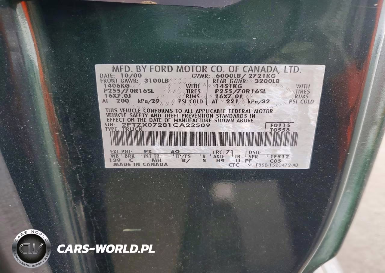 2001 Ford F150 VIN:2FTZX07281CA22509 - 13
