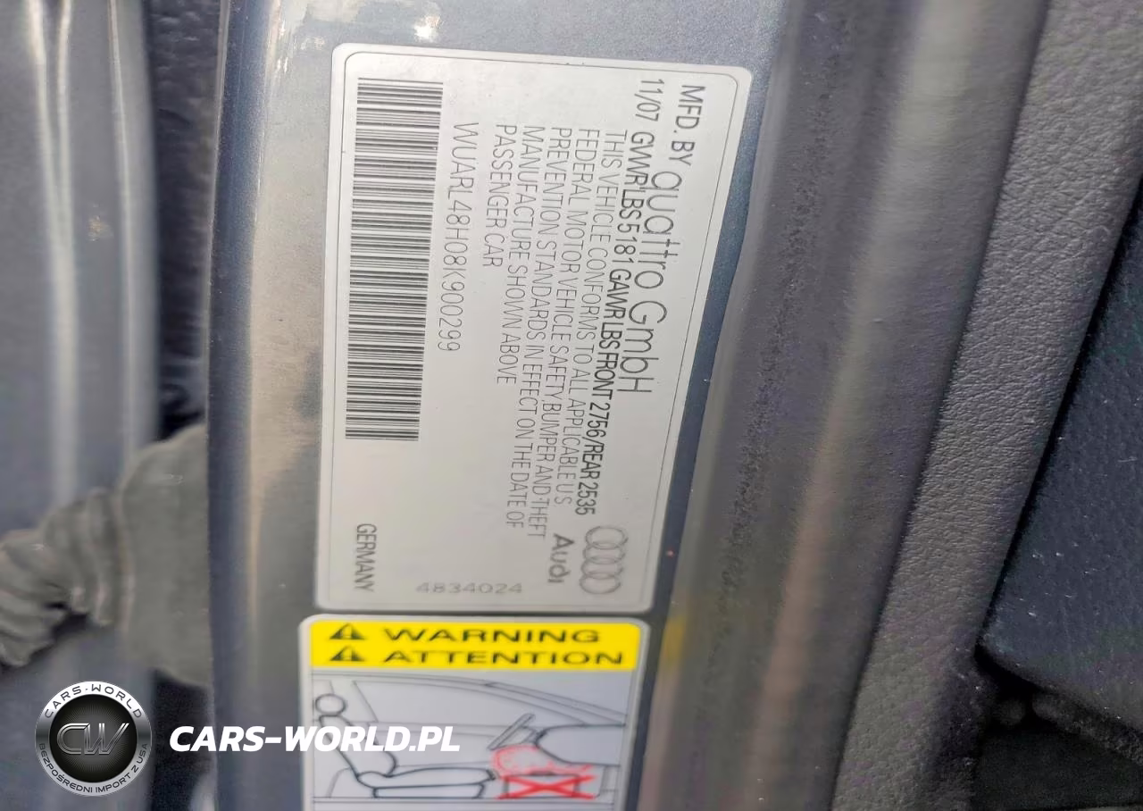 2008 Audi S4 Quattro Cabriolet VIN:WUARL48H08K900299 - 12