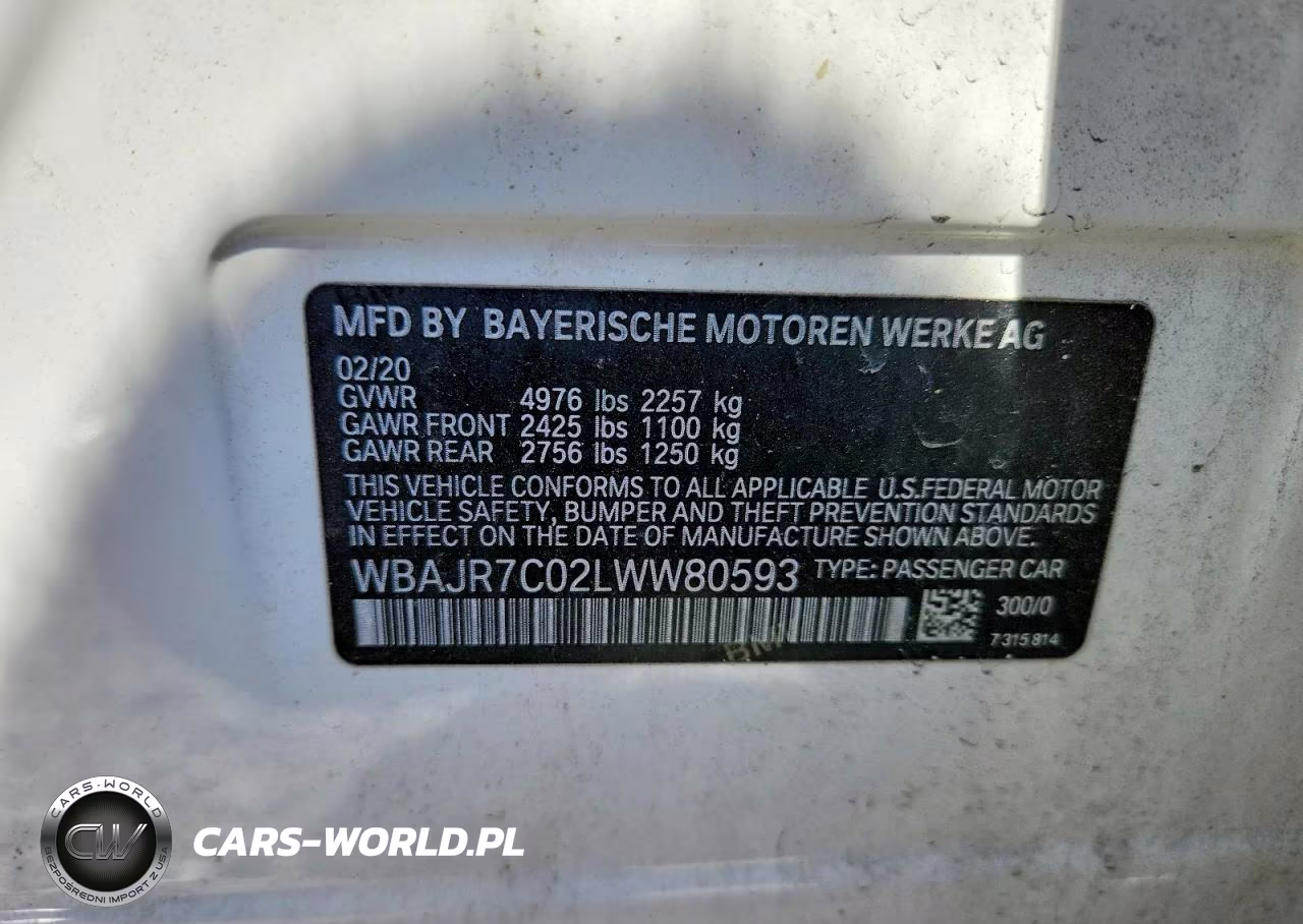 2020 BMW 530 Xi VIN:WBAJR7C02LWW80593 - 12