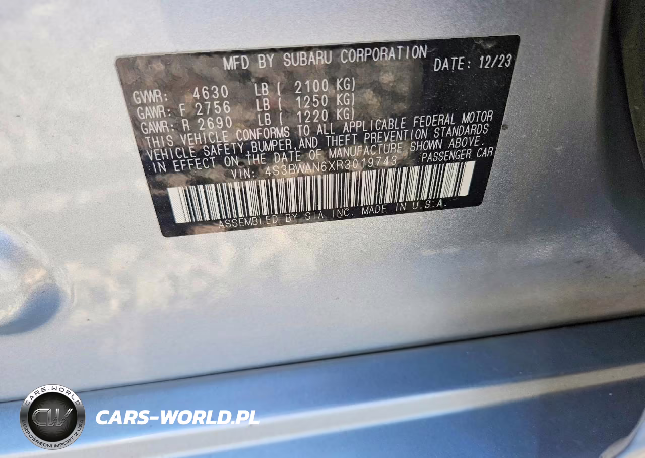 2024 Subaru Legacy Limited VIN:4S3BWAN6XR3019743 - 12