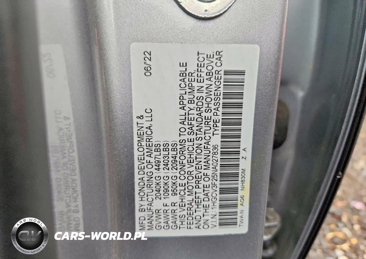 2022 Honda Accord Hybrid Sport VIN:1HGCV3F25NA027836 - 12