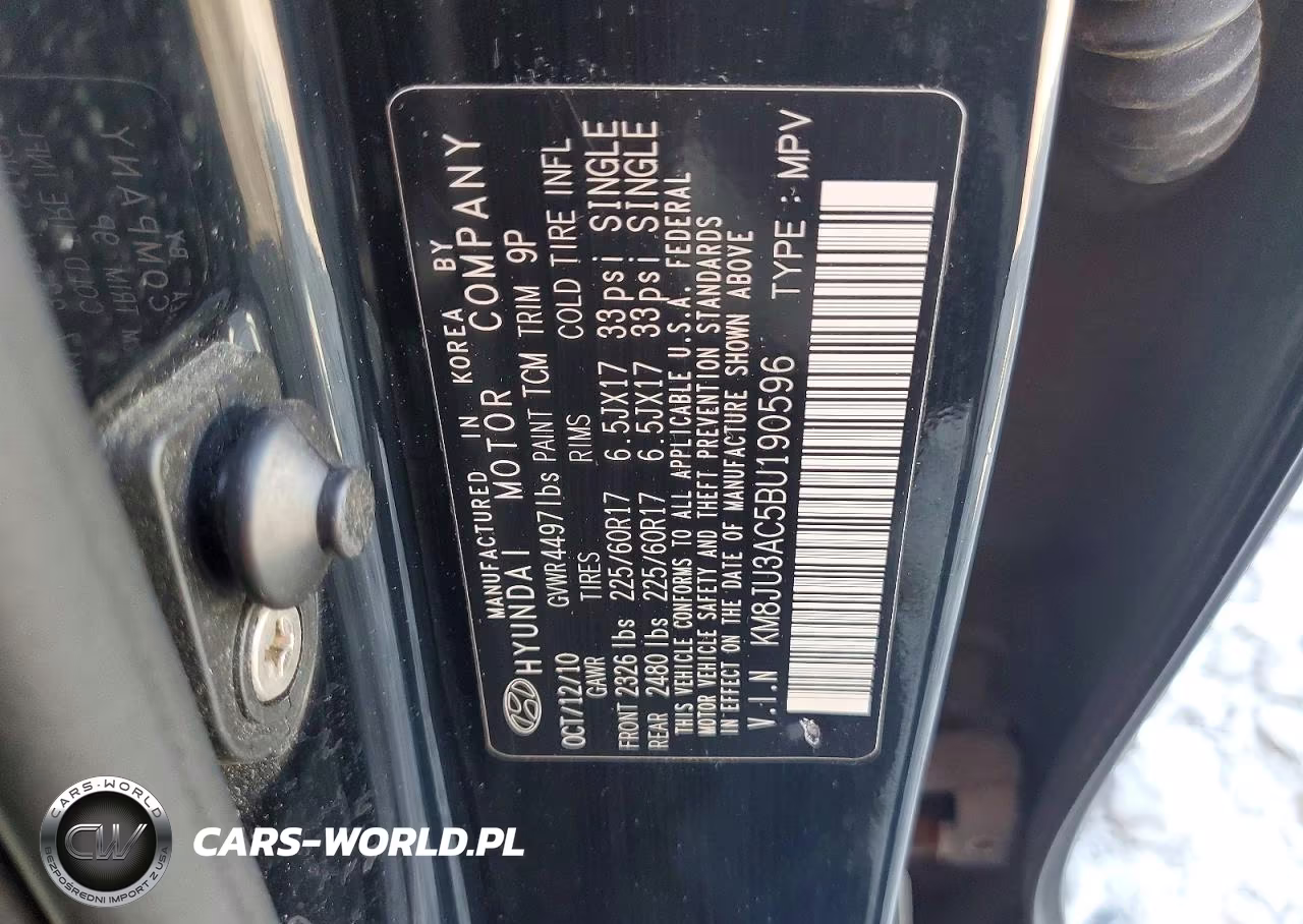 2011 Hyundai Tucson Gls VIN:KM8JU3AC5BU190596 - 13