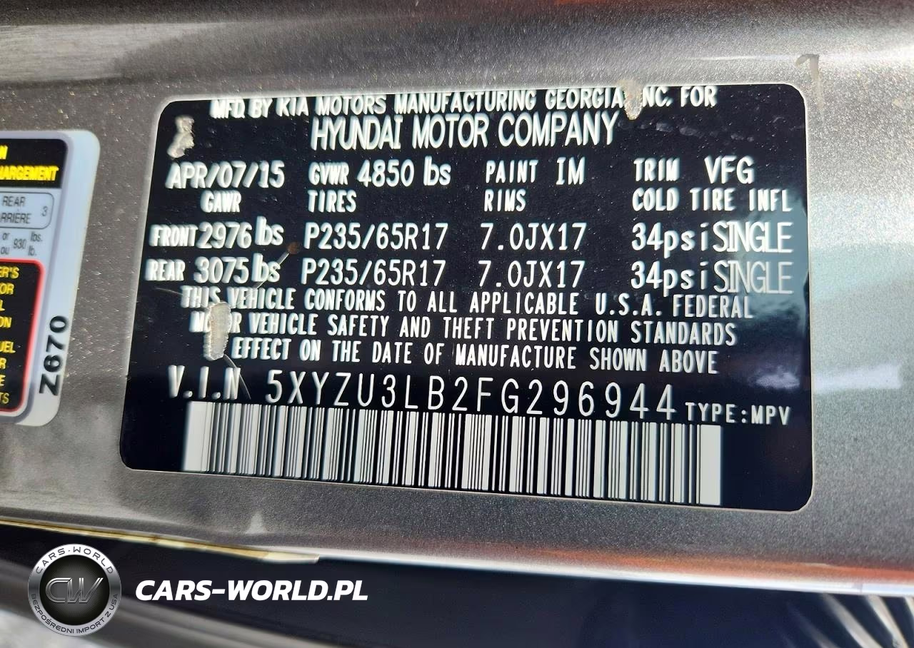 2015 Hyundai Santa Fe Sport 2.4L VIN:5XYZU3LB2FG296944 - 13