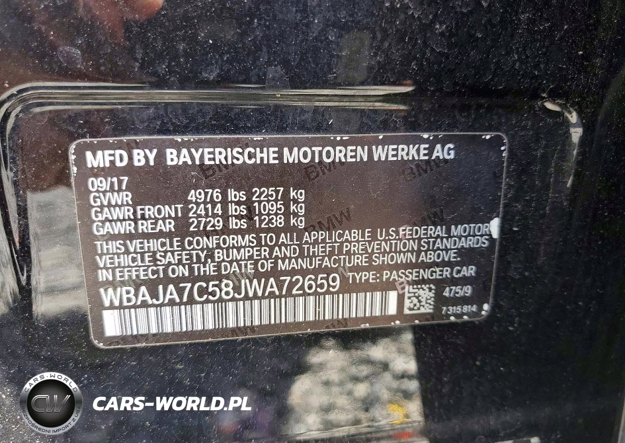 2018 BMW 530 Xi VIN:WBAJA7C58JWA72659 - 13
