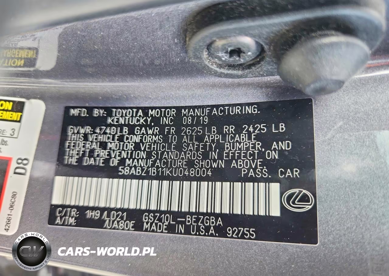 2019 Lexus Es 350 VIN:58ABZ1B11KU048004 - 12