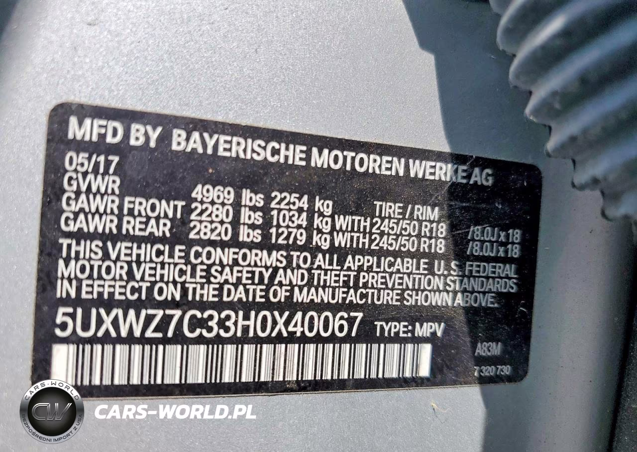 2017 BMW X3 Sdrive28I VIN:5UXWZ7C33H0X40067 - 13