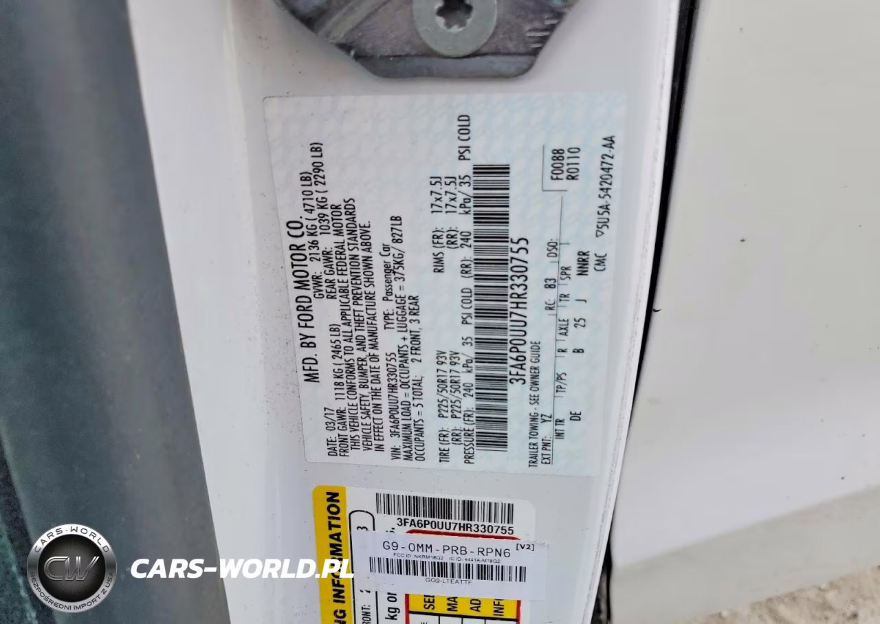 2017 Ford Fusion S Hybrid VIN:3FA6P0UU7HR330755 - 12