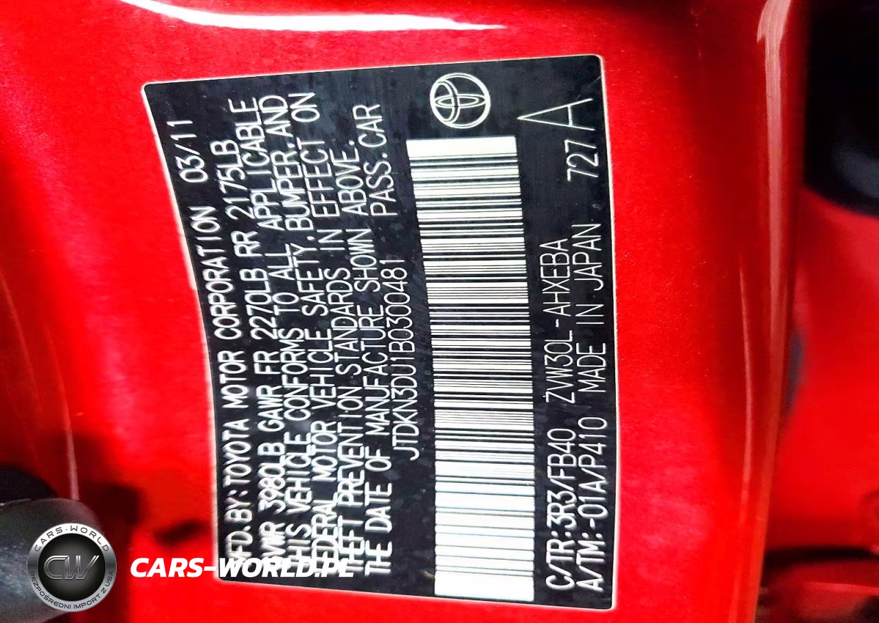 2011 Toyota Prius Two VIN:JTDKN3DU1B0300481 - 12