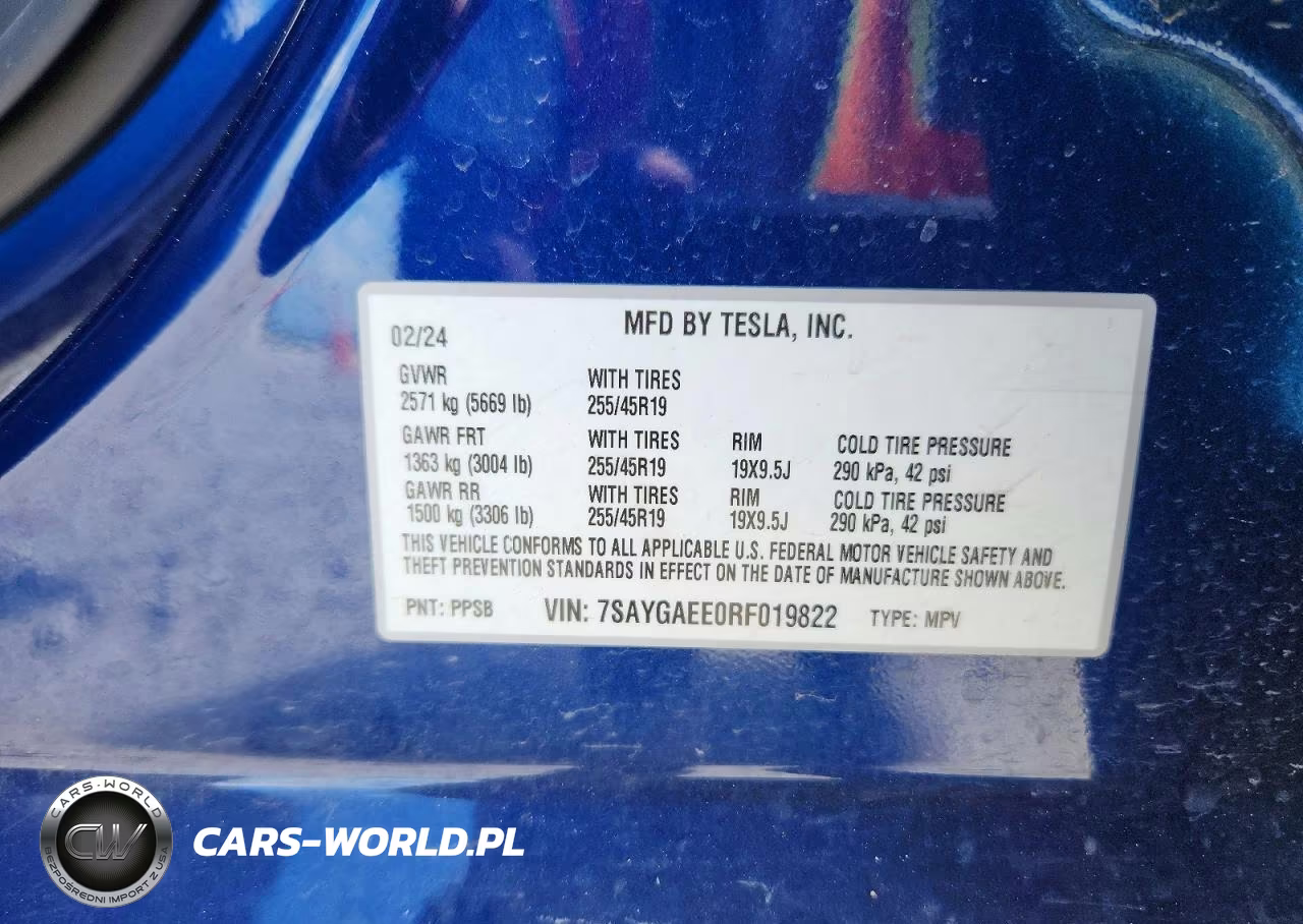 2024 Tesla Model Y VIN:7SAYGAEE0RF019822 - 12