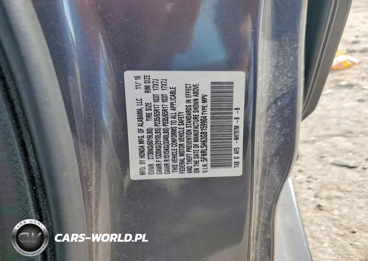 2016 Honda Oddesey VIN:5FNRL5H63GB159904 - 13