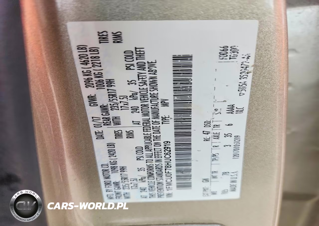 2017 Ford Escape S VIN:1FMCU0F78HUC62919 - 13