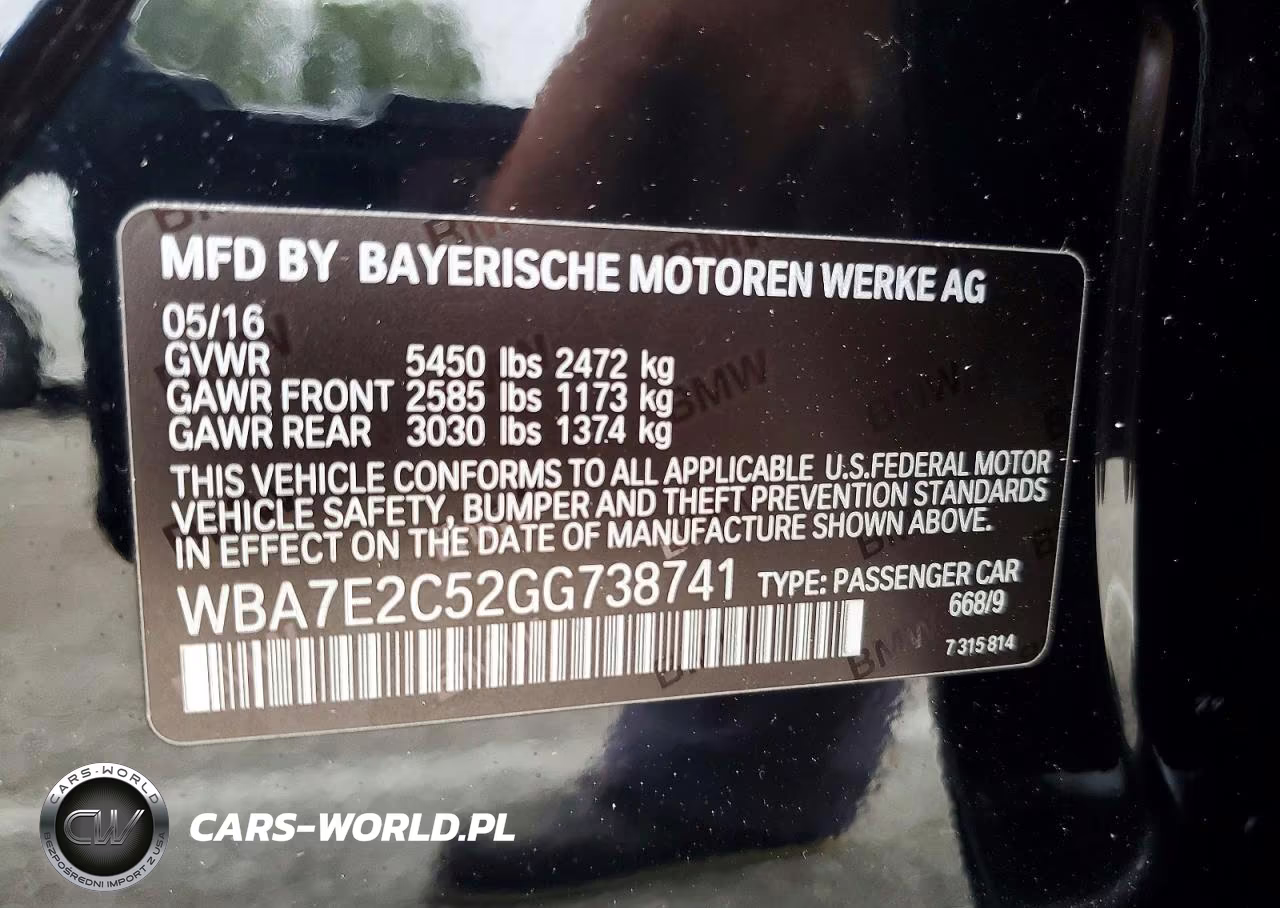 2016 BMW 740 I VIN:WBA7E2C52GG738741 - 12
