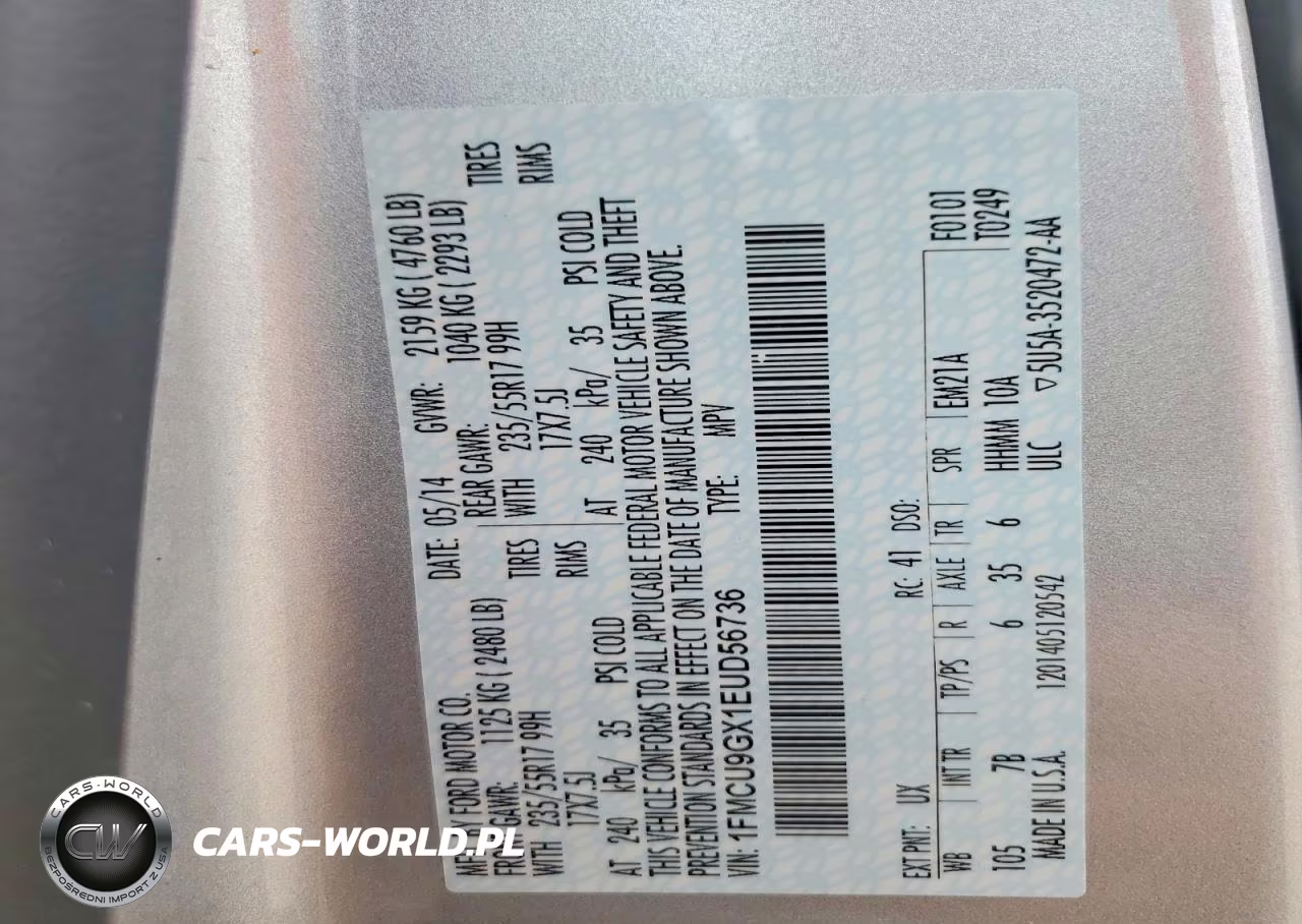 2014 Ford Escape Se VIN:1FMCU9GX1EUD56736 - 13