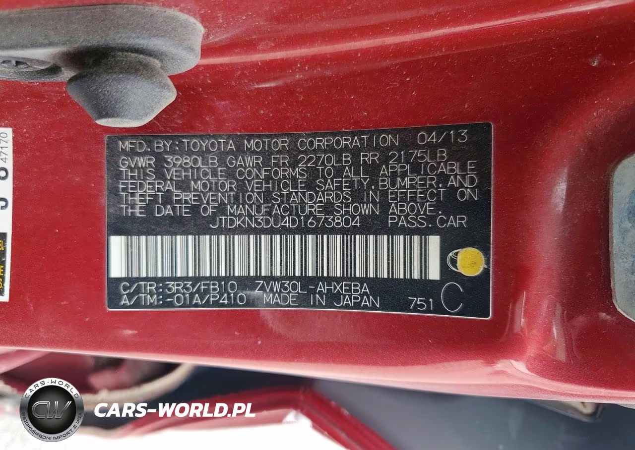 2013 Toyota Prius Two VIN:JTDKN3DU4D1673804 - 12
