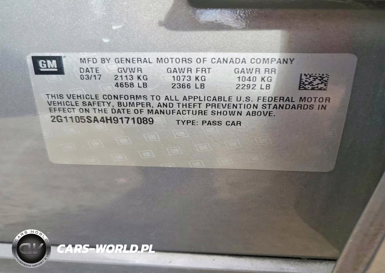 2017 Chev Impala VIN:2G1105SA4H9171089 - 12