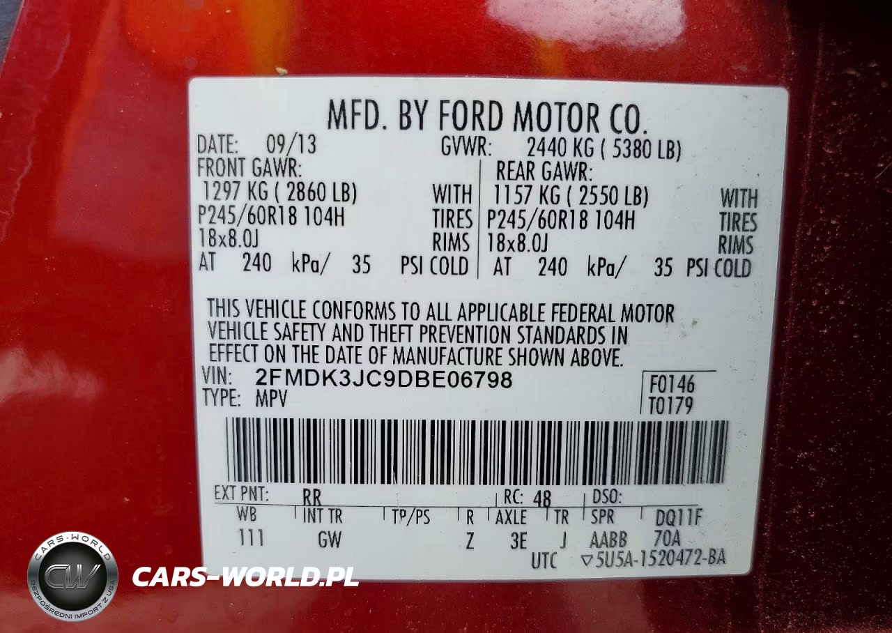 2013 Ford Edge Sel VIN:2FMDK3JC9DBE06798 - 13