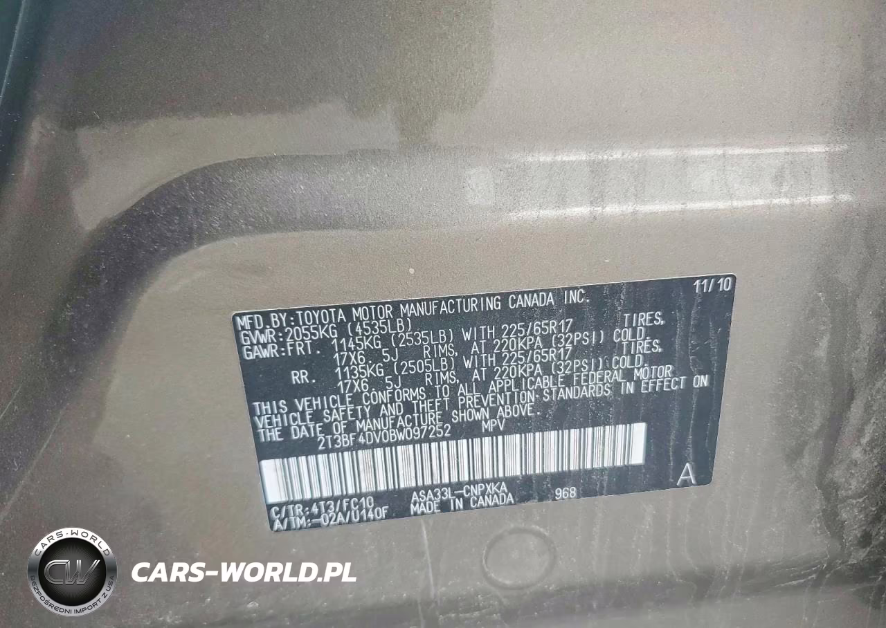 2011 Toyota Rav4 Base VIN:2T3BF4DV0BW097252 - 13