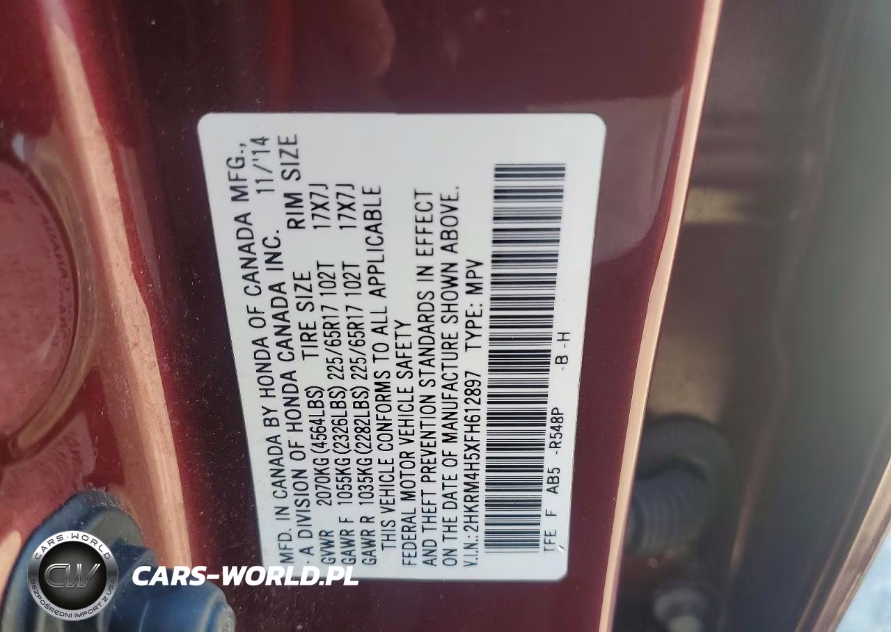 2015 Honda Cr-V Ex VIN:2HKRM4H5XFH612897 - 12