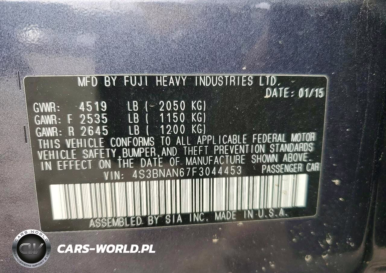 2015 Subaru Legacy 2.5I Limited VIN:4S3BNAN67F3044453 - 13