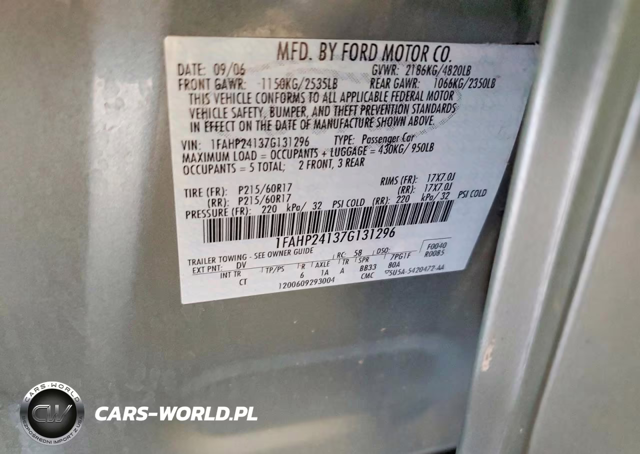 2007 Ford Five Hundred Sel VIN:1FAHP24137G131296 - 12