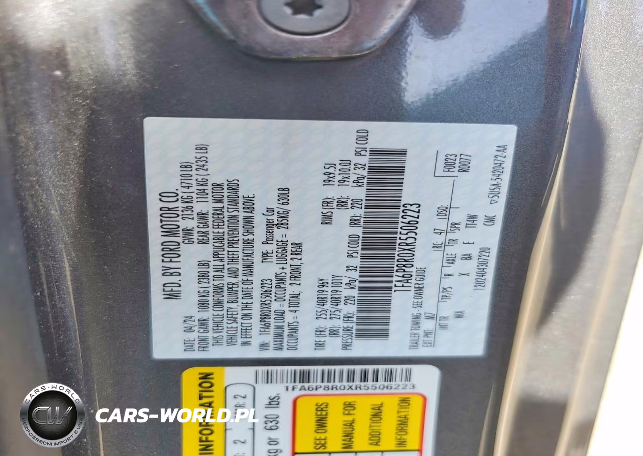 2024 Ford Mustang Dark Horse VIN:1FA6P8R0XR5506223 - 12