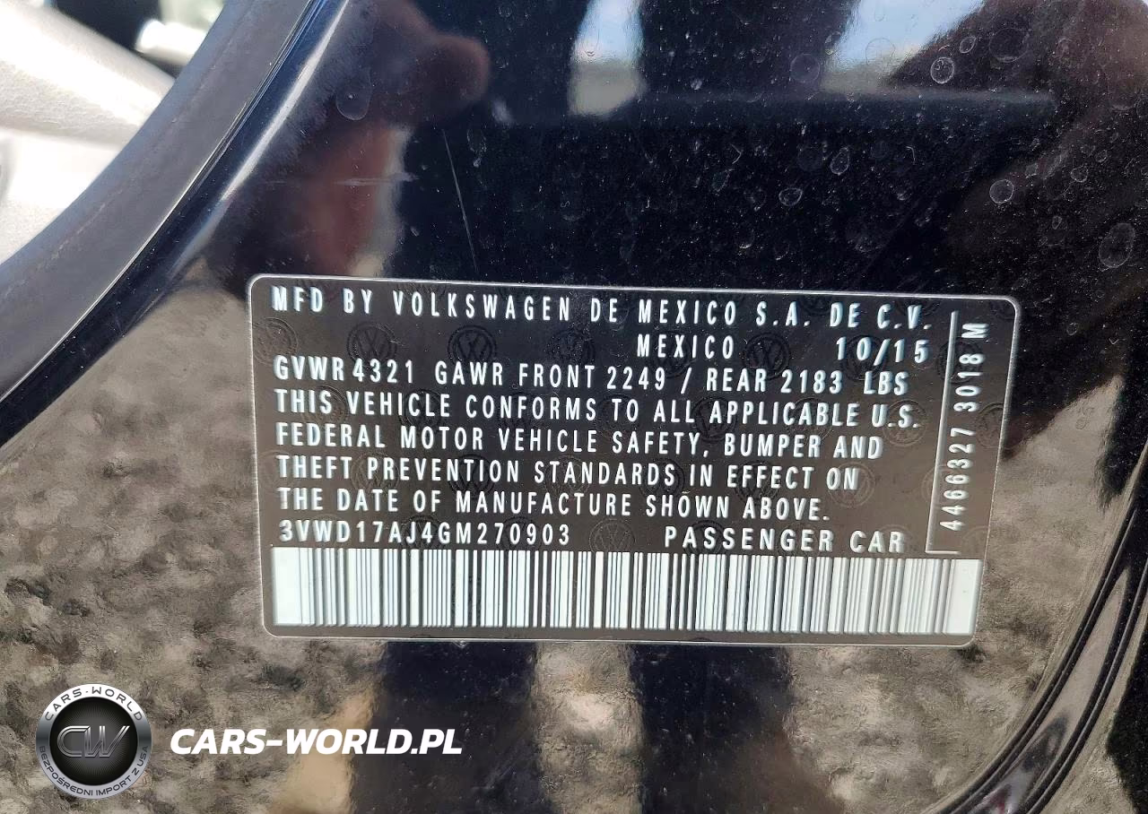 2016 Volkswagen Jetta Sport VIN:3VWD17AJ4GM270903 - 12