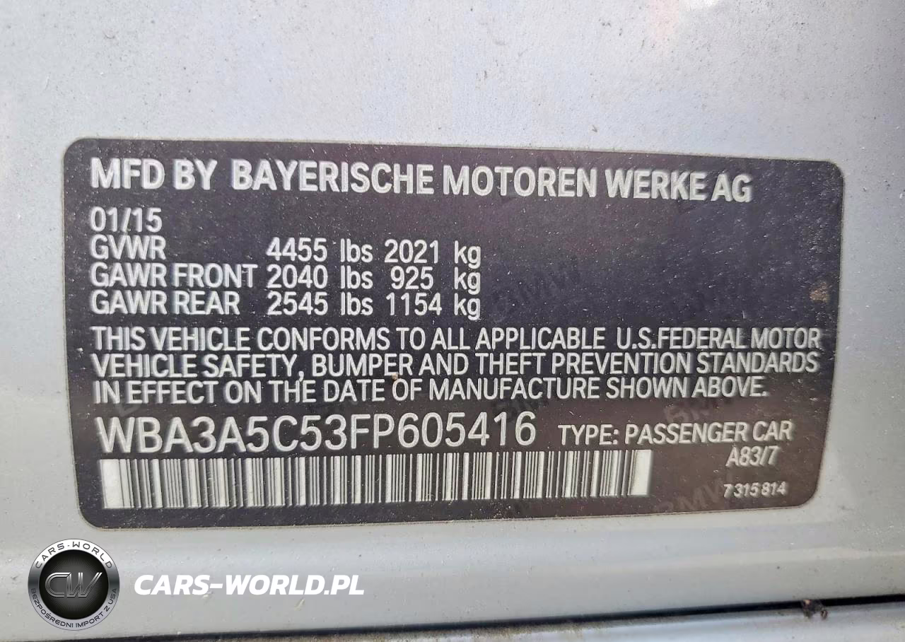 2015 BMW 328 I VIN:WBA3A5C53FP605416 - 12