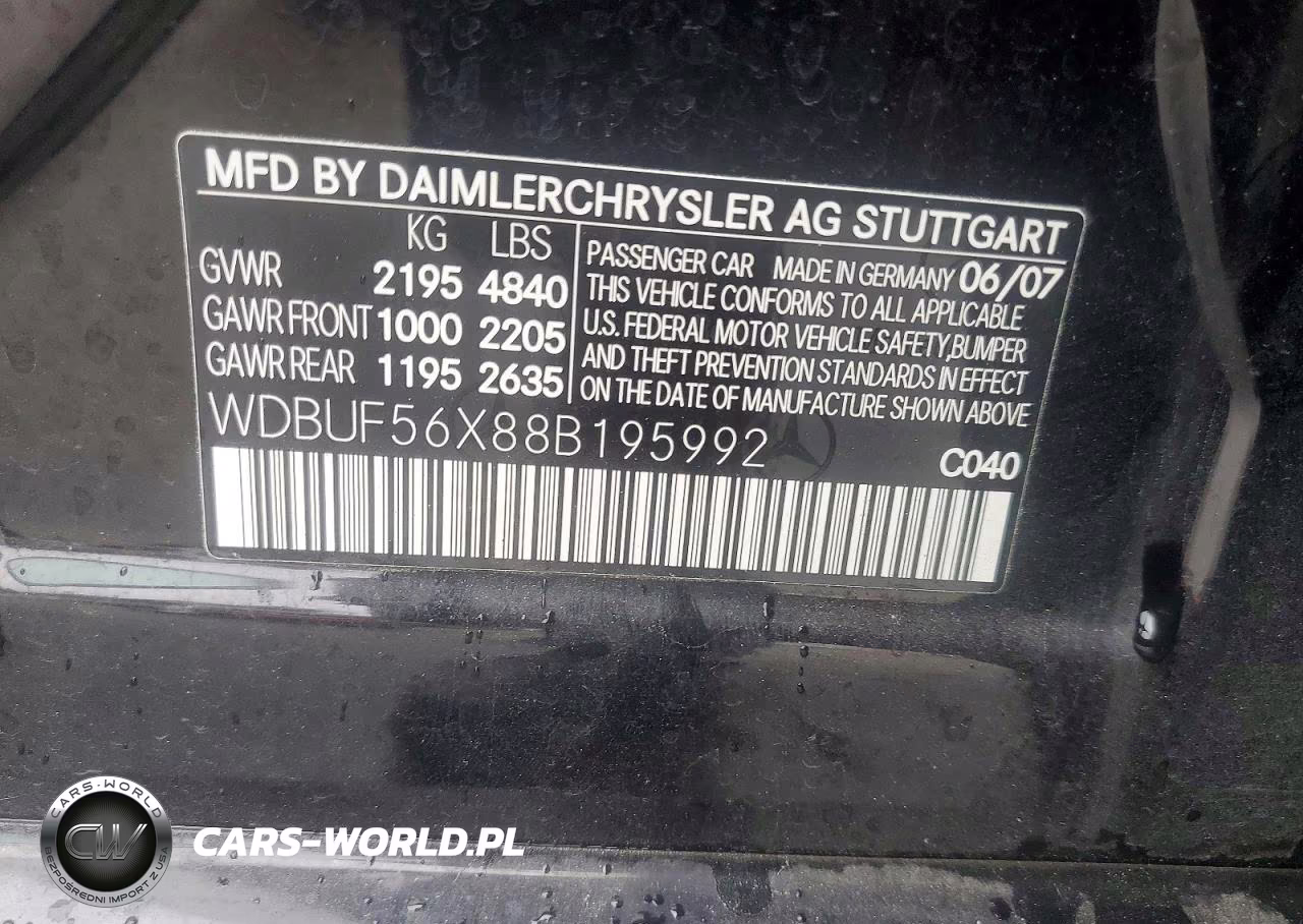 2008 Mercedes-Benz E 350 VIN:WDBUF56X88B195992 - 12
