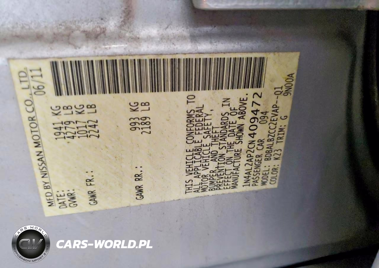 2012 Nissan Altima 2.5 VIN:1N4AL2AP2CN409472 - 12