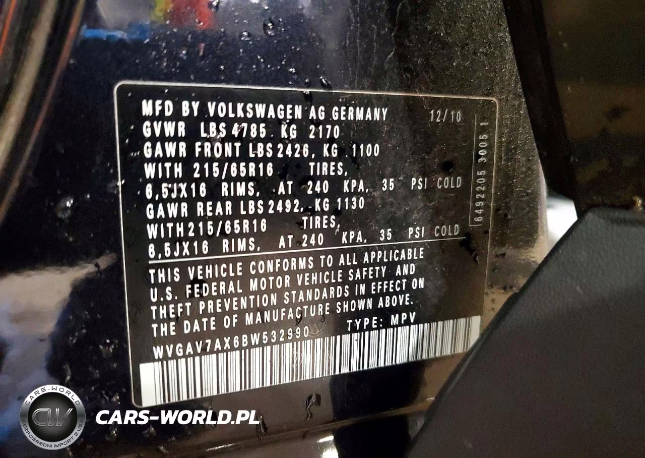 2011 Volkswagen Tiguan S VIN:WVGAV7AX6BW532990 - 14