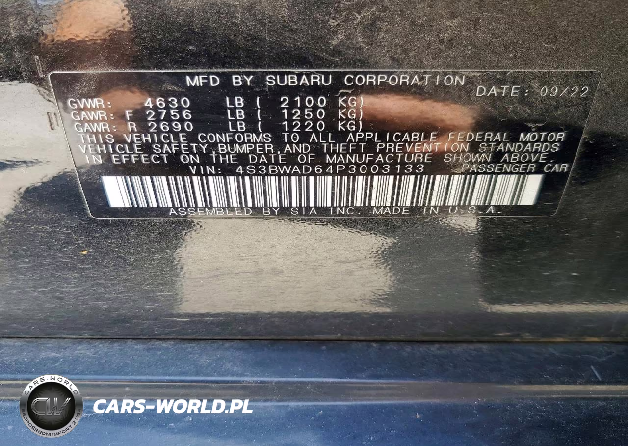 2023 Subaru Legacy Premium VIN:4S3BWAD64P3003133 - 13