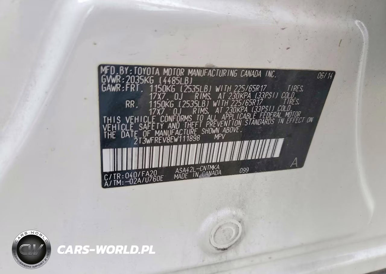 2014 Toyota Rav4 Xle VIN:2T3WFREV8EW111898 - 12