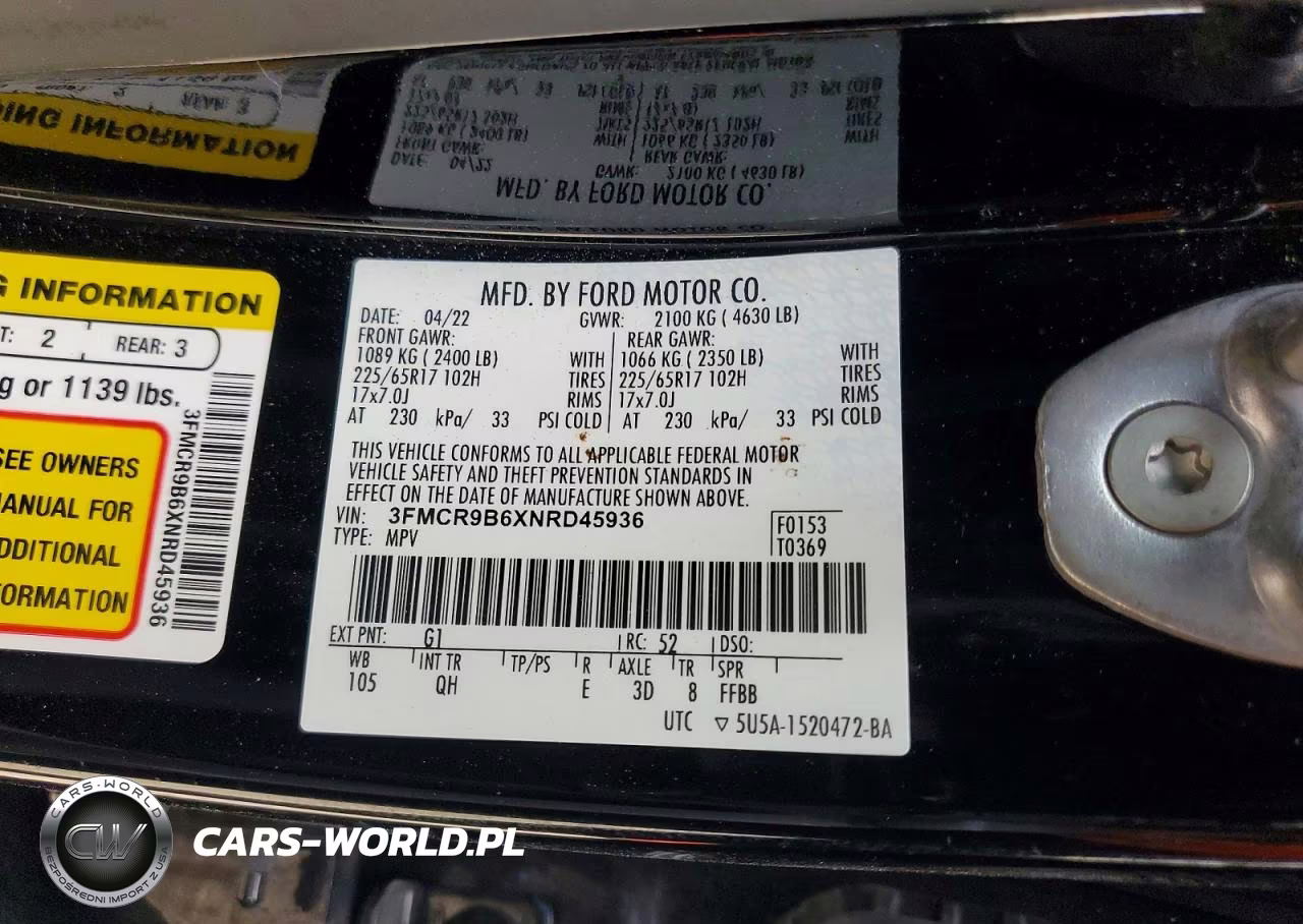 2022 Ford Bronco Sport Big Bend VIN:3FMCR9B6XNRD45936 - 13