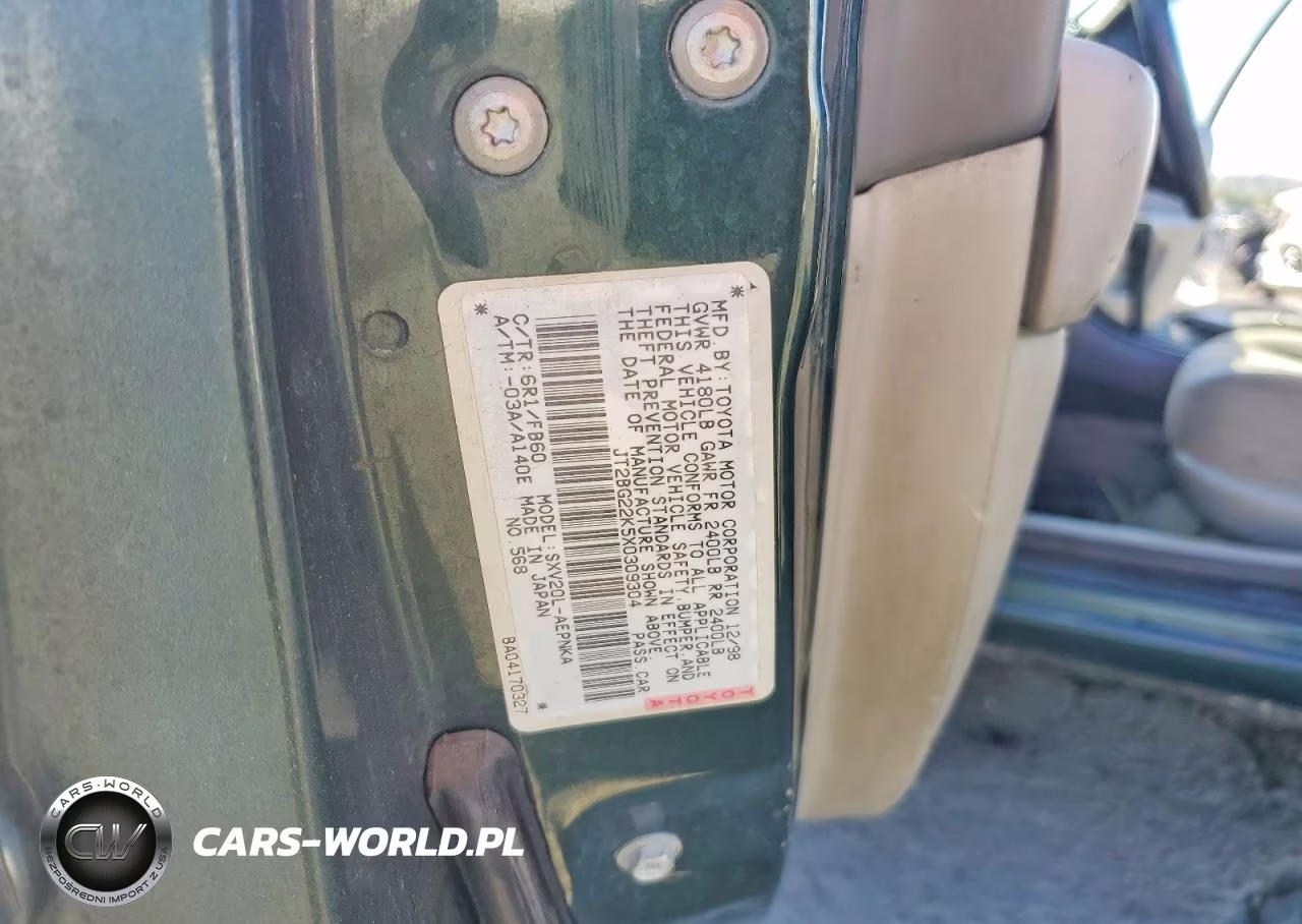 1999 Toyota Camry Le VIN:JT2BG22K5X0309304 - 12