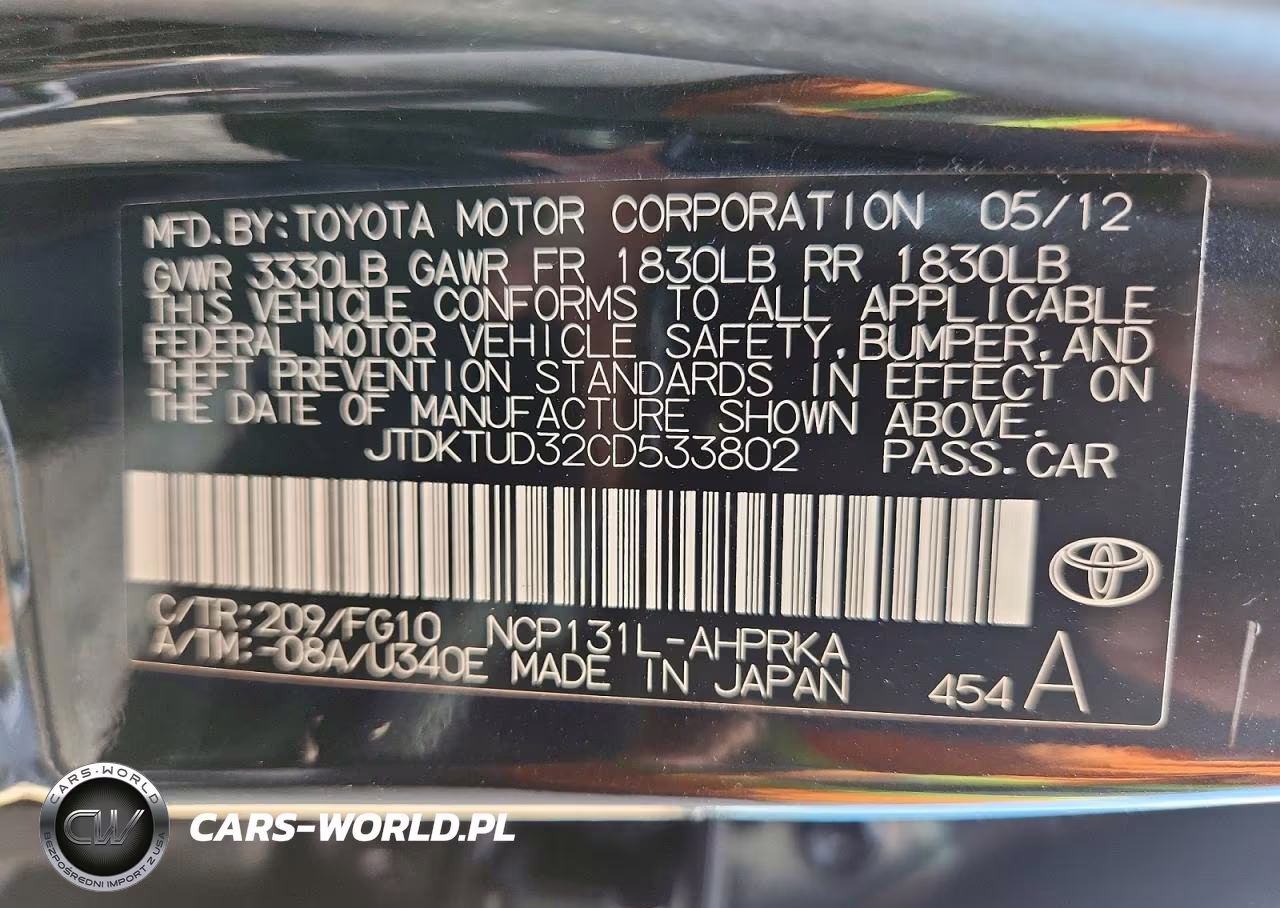 2012 Toyota Yaris 5-Door L VIN:JTDKTUD32CD533802 - 13