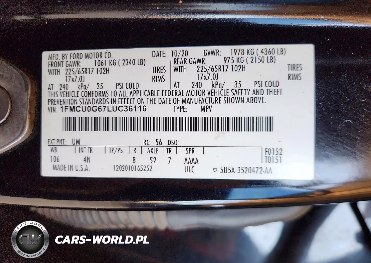 2020 Ford Escape Se VIN:1FMCU0G67LUC36116 - 13