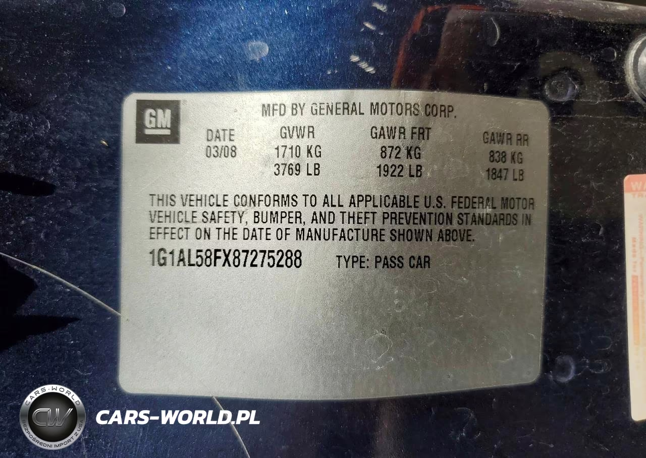 2008 Chevrolet Cobalt Lt VIN:1G1AL58FX87275288 - 12