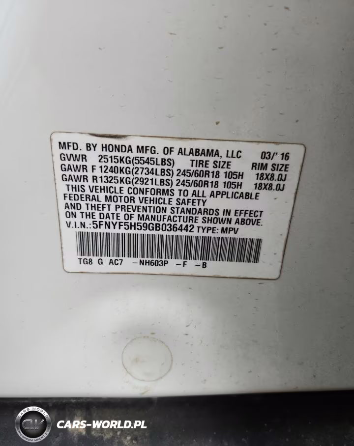 2016 Honda Pilot Exl VIN:5FNYF5H59GB036442 - 13
