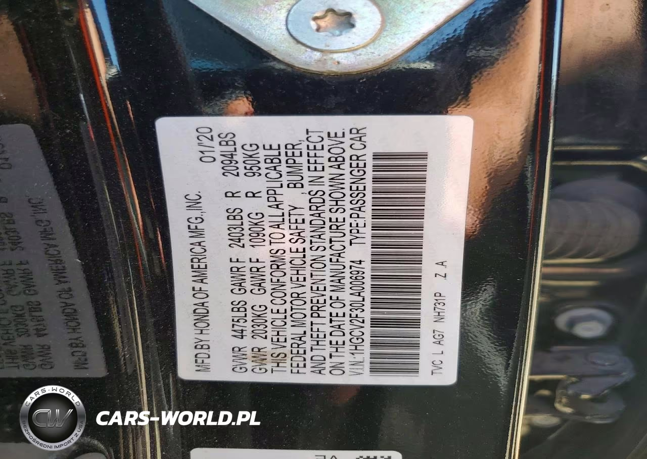 2020 Honda Accord Sport VIN:1HGCV2F30LA006974 - 12