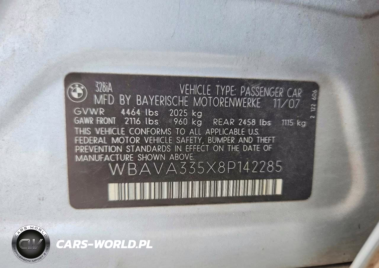 2008 BMW 328 I VIN:WBAVA335X8P142285 - 13